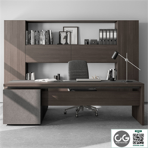 Boss Desk and Library Wooden Set - Office Furniture 298