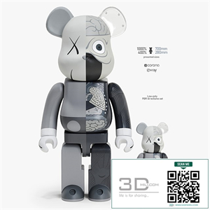 Bearbrick / KAWS Dissected Companion Gray (2010)