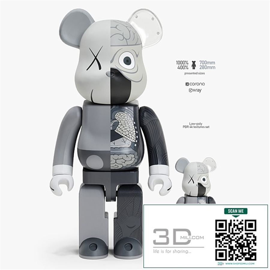 Bearbrick / KAWS Dissected Companion Gray (2010)