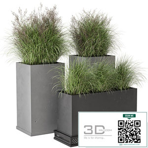 Outdoor Plants Bush in rusty Concrete Pot - Set 665