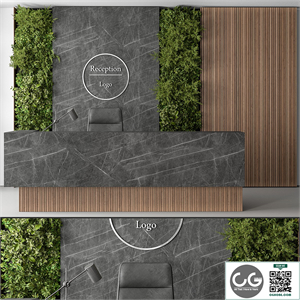 Reception Desk and Wall Decor with vertical Garden - Office Set 307