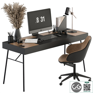 Home Office Black and Wood Table - Office Furniture 296