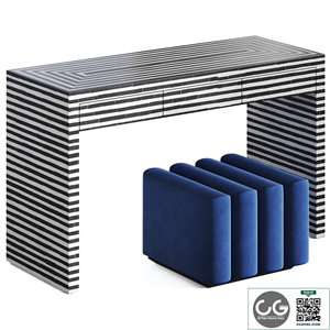 Black&white Indian Bone Inlay table by Loft concept