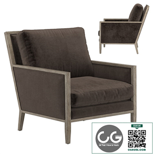 FRENCH CONTEMPORARY TRACK ARM LOW BACK CHAIR