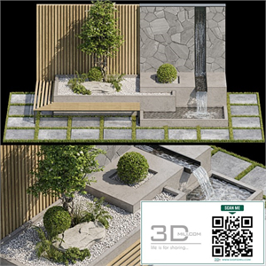 Landscape Furniture with Fountain - Architect Element 07