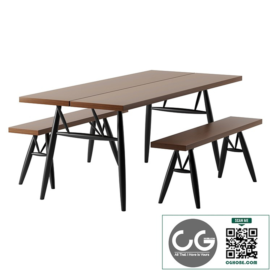 Pirkka Table and bench by Artek