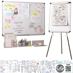 Magnetic whiteboard, Flipchart, set for creating drawings with a marker