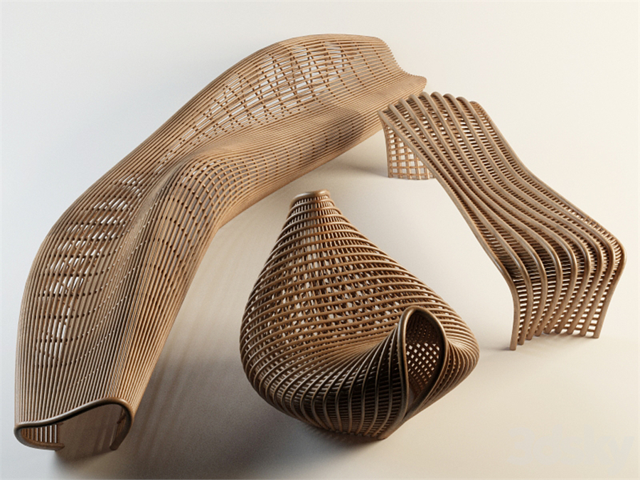 Set Wicker benches