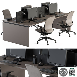 Employee Set Wood and Black - Office Furniture 335