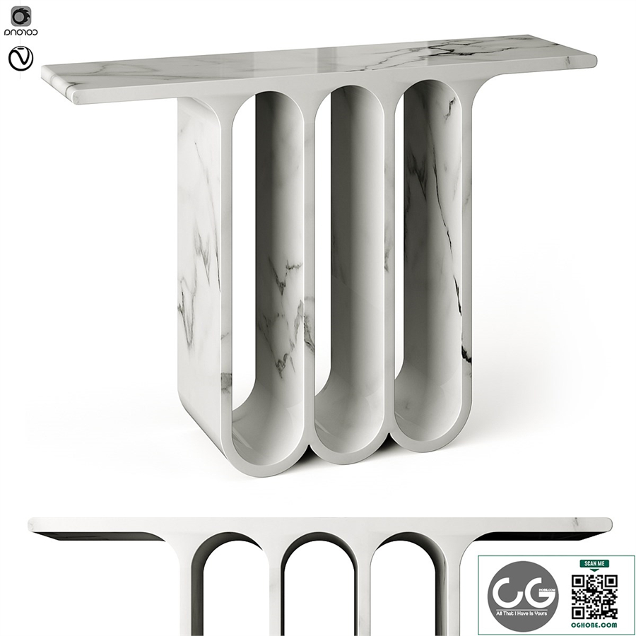 Arches3 Marble Console Table by Perve Langlais