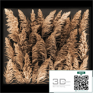 Phytostena of dried flowers behind glass made of reeds, pampas grass, wall decoration made of Cortaderia. 258.