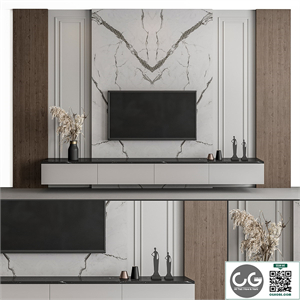 TV Wall Stone and Wood - Set 57