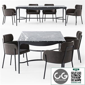 CB2 Roumare Dining Table & Azalea Chair set