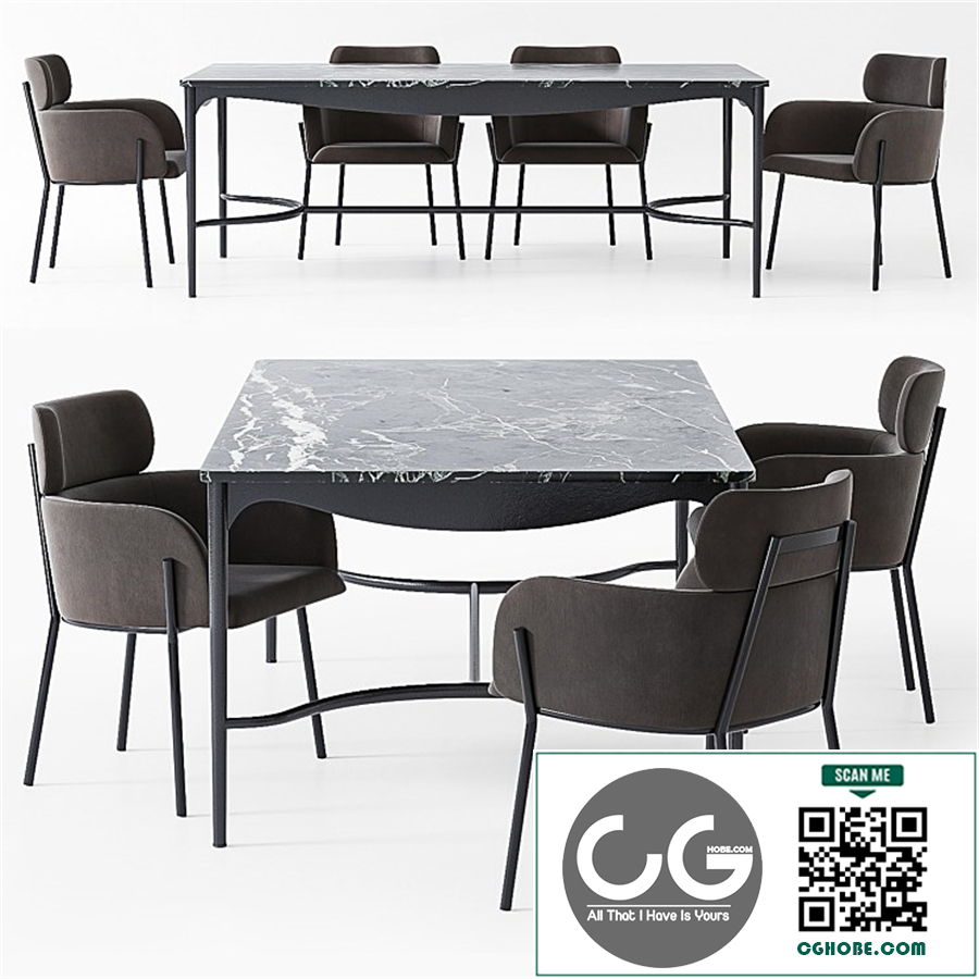 CB2 Roumare Dining Table & Azalea Chair set
