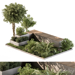 Urban Furniture Bench with Plants Set 43