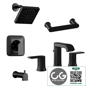 Genta Matte Black Tub Shower
