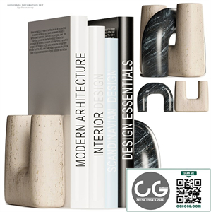 Issac Nesting Travertine and Marble Bookends Decoration