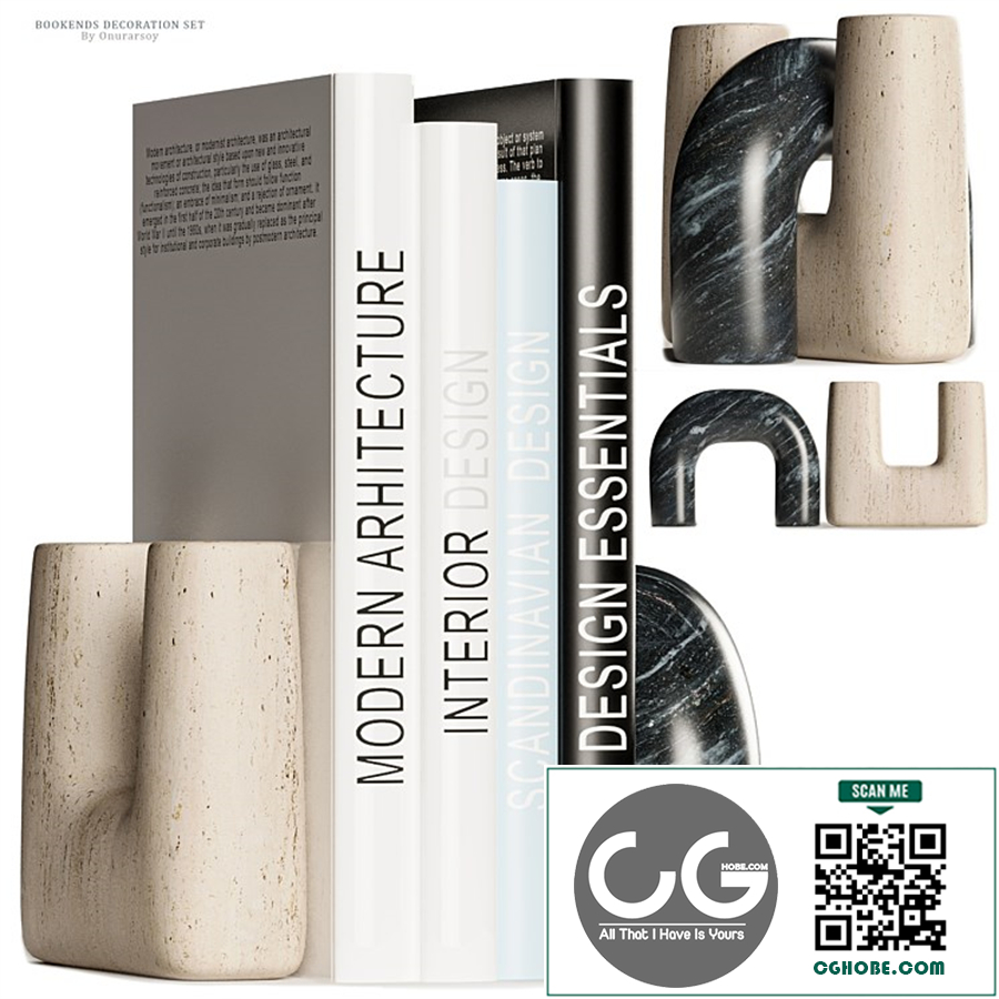 Issac Nesting Travertine and Marble Bookends Decoration