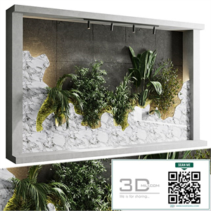 Vertical Wall Garden With concrete frame - wall decor houseplants indoor 02