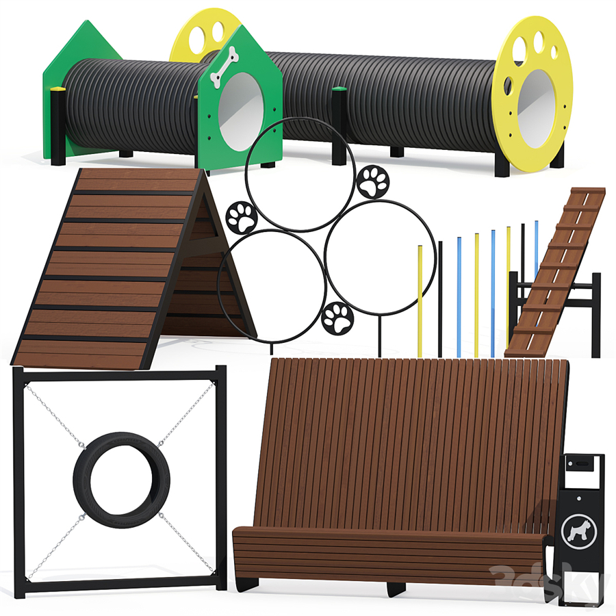 Dog playground equipment set 2