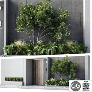 Door outdoor entrance and fence and graden 05