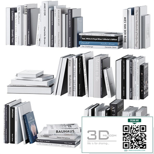 Set of books in gray tones