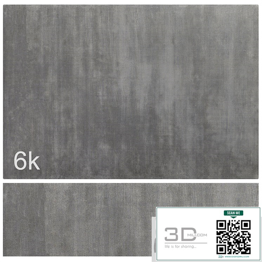 Carpet set 17 - Plain Gray Wool Rug / 6K