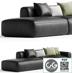 Modern black leather sofa