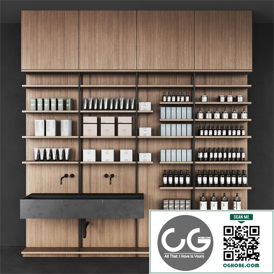 Cosmetic set wooden shelving