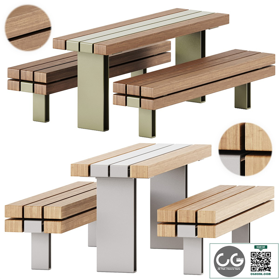 KONG Outdoor Sectional Bench and Table by Vestre