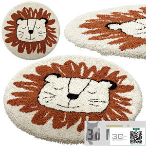 Children's round carpet with the image of a lion, Syma