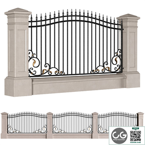 Classic style fence with wrought iron railing.Entrance Driveway Iron Gates