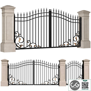 Forged gates in a classic style.DUAL Entrance Driveway Fence Iron Gate set