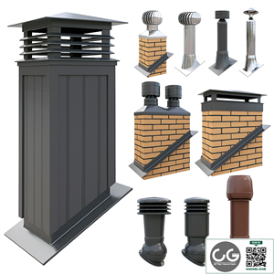 Ventilation pipes and chimneys on the roof