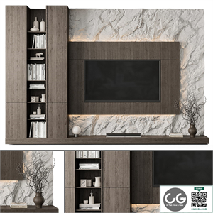 TV Wall Rock Wall and Wood - Set 78