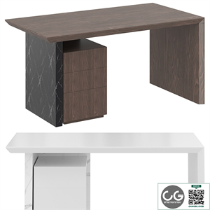 Modern white wooden desk for home office with filing cabinet