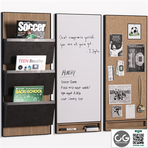 Pottery Barn Trenton Corkboard, Whiteboard & File Organizer for Teenagers and Kids