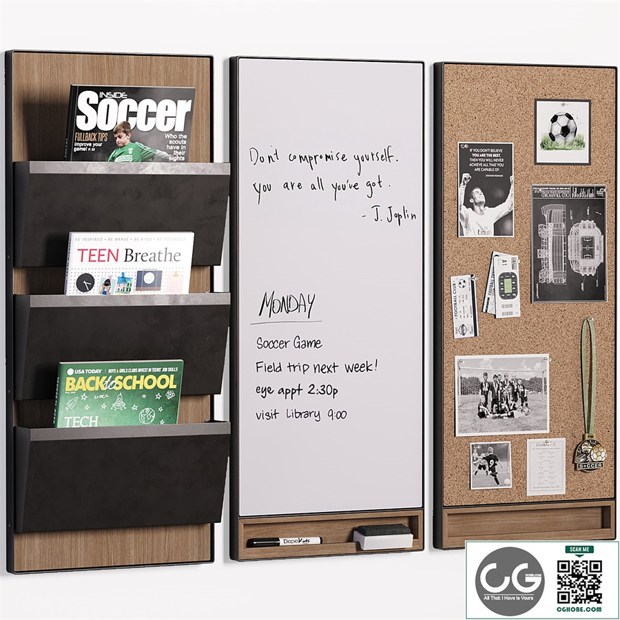 Pottery Barn Trenton Corkboard, Whiteboard & File Organizer for Teenagers and Kids