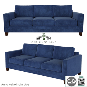 Anna Velvet Sofa Blue