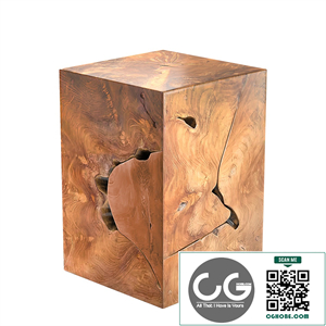 Perigold Phillips Collection Teak Chunk Square Accent Stool