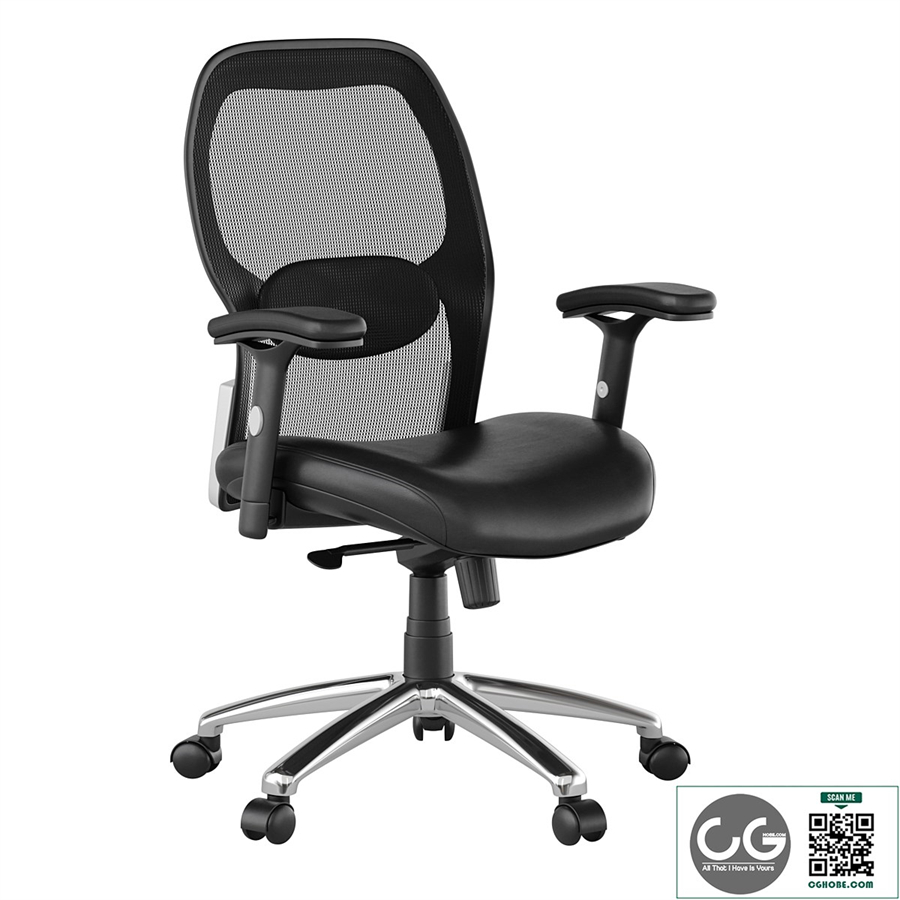 Office swivel chair with soft-leather seat