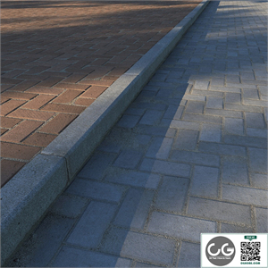 Paving slabs and curb (curb)