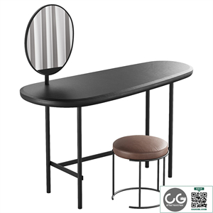 326 Vanity Desk 03 Pebble Desk with Nina pouf by Living Divani