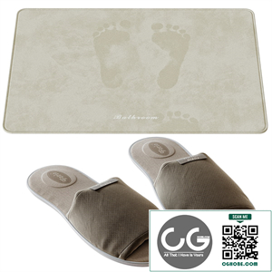 Slippers and bath mat