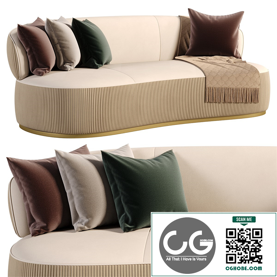 3 Seater Curved Shape Luxury Faux Leather sofa