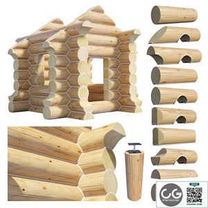 A set of logs to create the log cabins