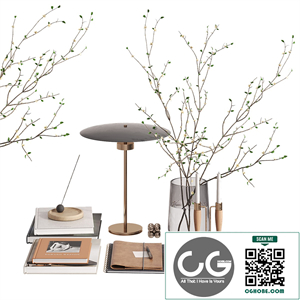 Decorative set with cherry branches