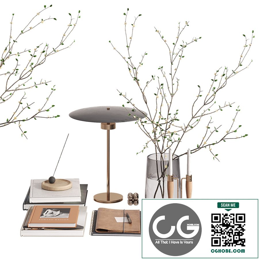 Decorative set with cherry branches