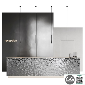 metal water reception desk