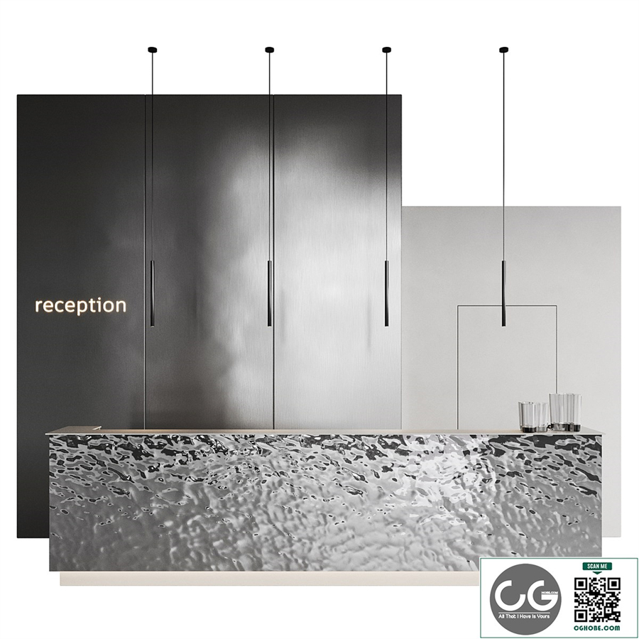 metal water reception desk